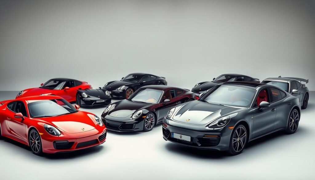 A fleet of sleek and powerful Porsche sports cars, captured in a dynamic studio setting. The vehicles, ranging from the iconic 911 to the stylish Cayenne, stand in the foreground, their sculpted lines and bold colors accentuated by crisp, directional lighting. In the middle ground, a subtle backdrop of smooth gradients and subtle textures complements the vehicles' refined aesthetic. The overall composition conveys a sense of sophistication, power, and the relentless pursuit of automotive perfection that defines the Porsche brand. The scene is captured with a high-quality camera lens, offering a level of detail and clarity that showcases the intricate design and engineering of these exceptional machines. A fleet of sleek and powerful Porsche sports cars, captured in a dynamic studio setting. The vehicles, ranging from the iconic 911 to the stylish Cayenne, stand in the foreground, their sculpted lines and bold colors accentuated by crisp, directional lighting. In the middle ground, a subtle backdrop of smooth gradients and subtle textures complements the vehicles' refined aesthetic. The overall composition conveys a sense of sophistication, power, and the relentless pursuit of automotive perfection that defines the Porsche brand. The scene is captured with a high-quality camera lens, offering a level of detail and clarity that showcases the intricate design and engineering of these exceptional machines.