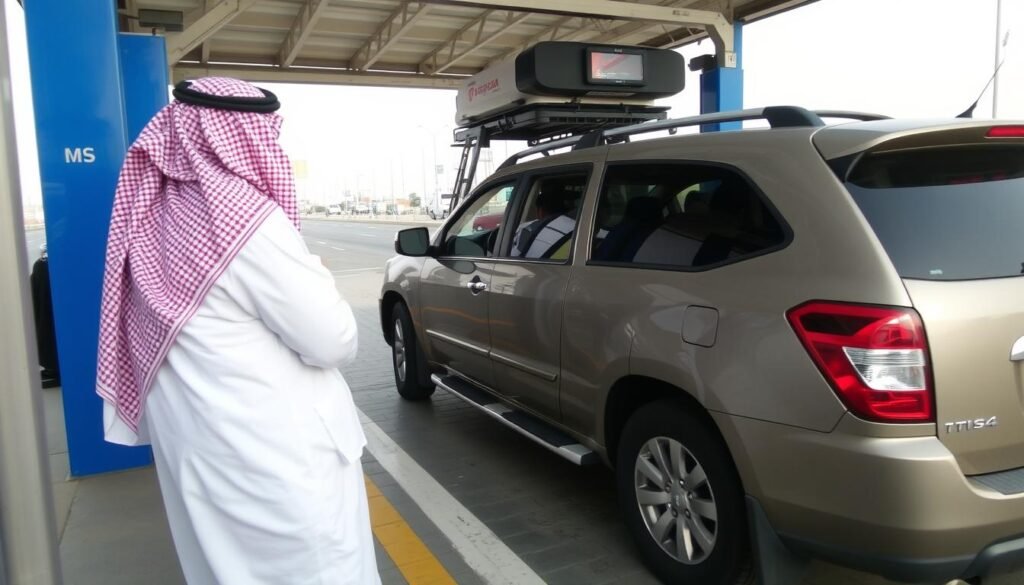 صورة لمركبة تخضع للفحص الدوري في السعودية