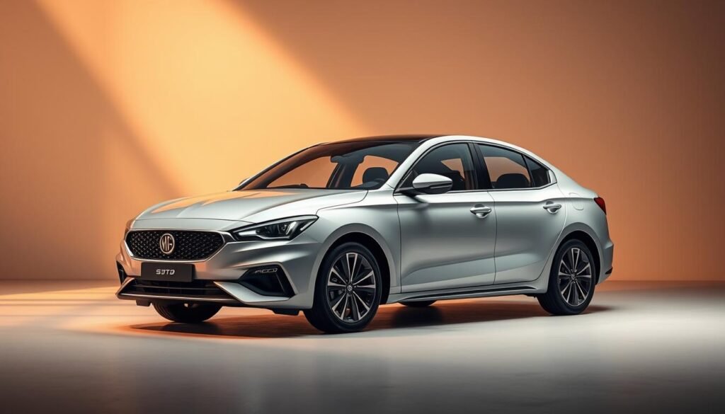 A harmonious blend of modern design and dynamic performance, showcasing a sleek, aerodynamic MG sedan in a refined, minimalist style. The car is positioned in a softly lit, spacious environment, accentuating its elegant curves and premium finishes. Warm, muted tones create a sense of sophistication, while strategic shadows and highlights emphasize the vehicle's sculpted bodywork and refined details. The overall composition evokes a sense of refined luxury and exceptional driving experience, perfectly capturing the essence of the MG brand in the Kingdom of Saudi Arabia. A harmonious blend of modern design and dynamic performance, showcasing a sleek, aerodynamic MG sedan in a refined, minimalist style. The car is positioned in a softly lit, spacious environment, accentuating its elegant curves and premium finishes. Warm, muted tones create a sense of sophistication, while strategic shadows and highlights emphasize the vehicle's sculpted bodywork and refined details. The overall composition evokes a sense of refined luxury and exceptional driving experience, perfectly capturing the essence of the MG brand in the Kingdom of Saudi Arabia.